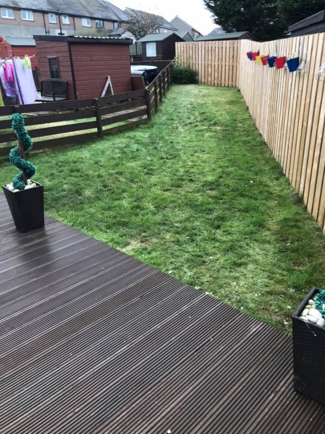 before Artificial Grass back garden | Easigrass Aberdeen