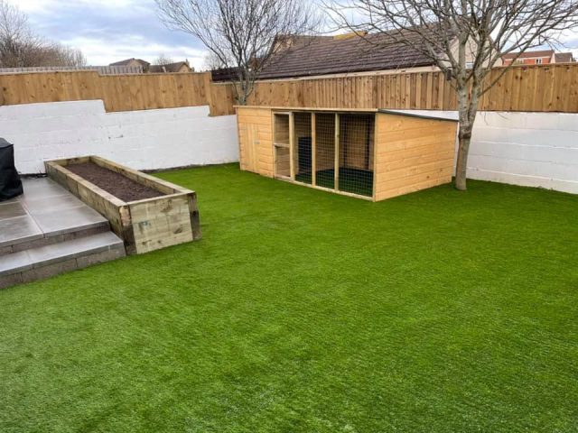wooden cage on Artificial Grass | Easigrass Aberdeen